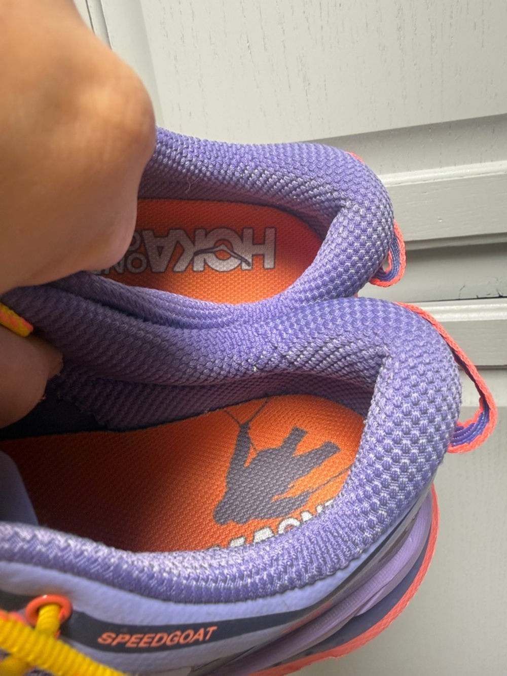 Hoka Purple Coral Yellow Speedgoat Women's Trail Shoes
(9.5) - Picture 13 of 15